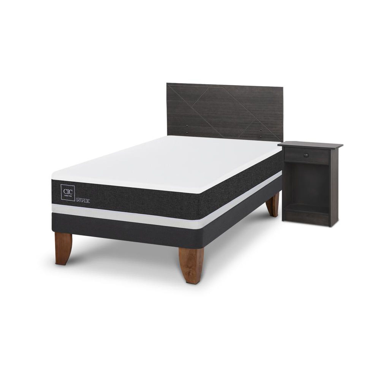 Cama Europea Cic Ortopedic / 1.5 Plazas / Base Normal + Set De Maderas image number 1.0