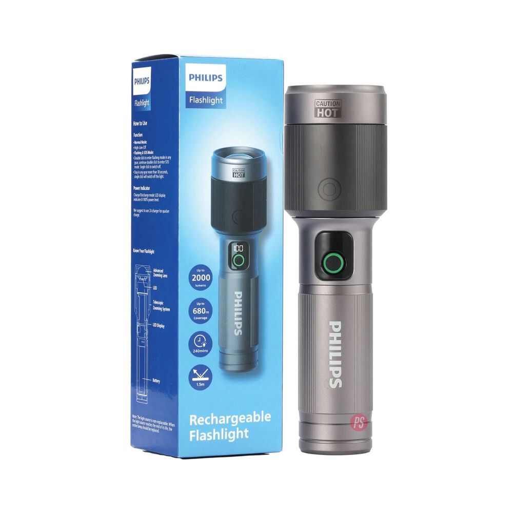 Linterna Philips 2000lm Led Zoom 680m Recargable - Ps image number 2.0