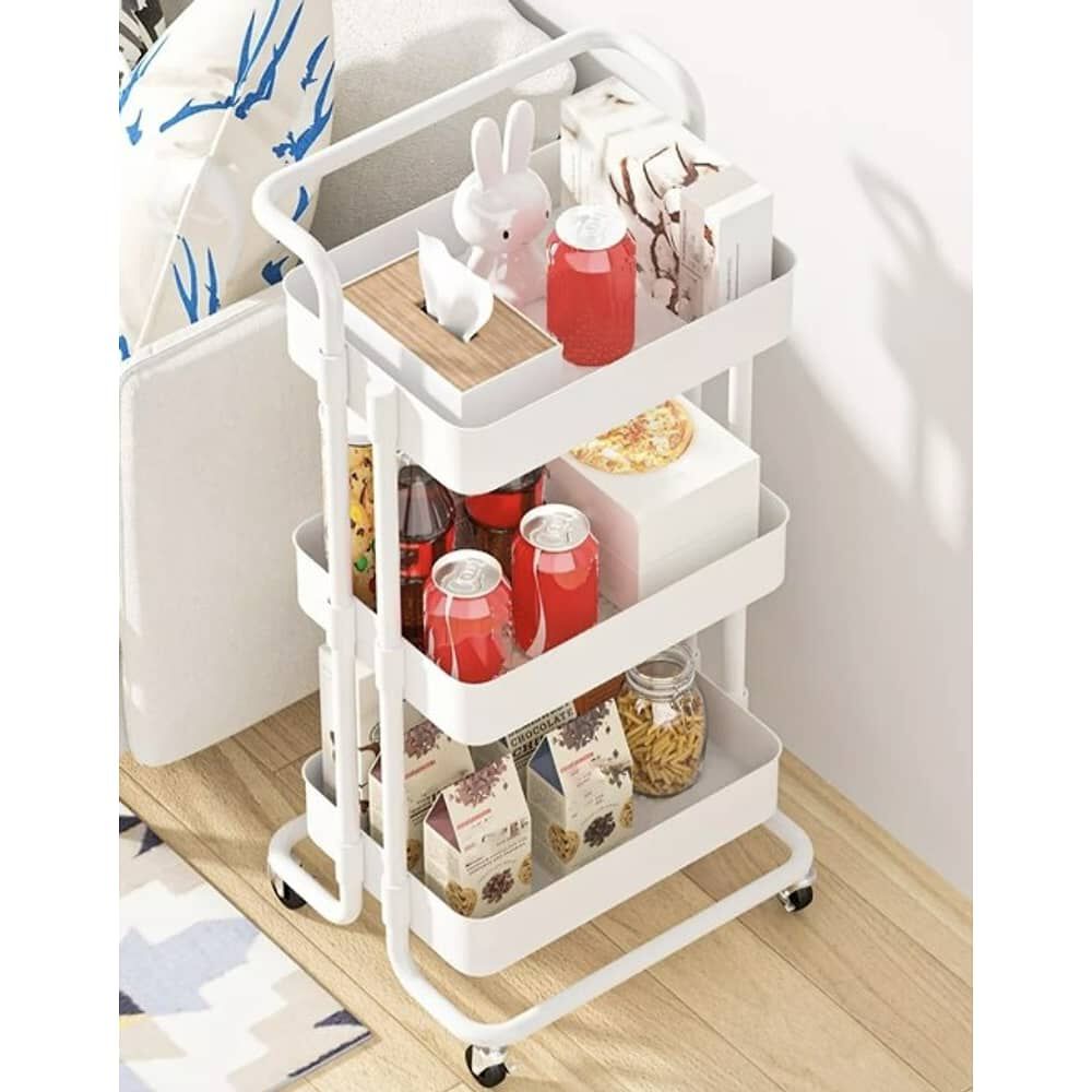 Carro Organizador Mueble Estante De Almacenamiento 3 Nivele Color Blanco image number 0.0