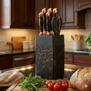 Set De Cuchillos De Cocina Marble Lux Negro Dorado