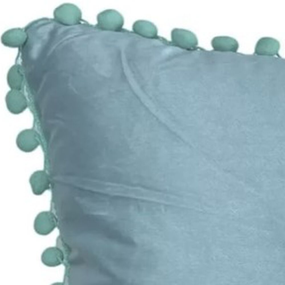 Funda De Cojines Con Pompones. Medida 45x45. Terciopelo. Verde Menta image number 2.0