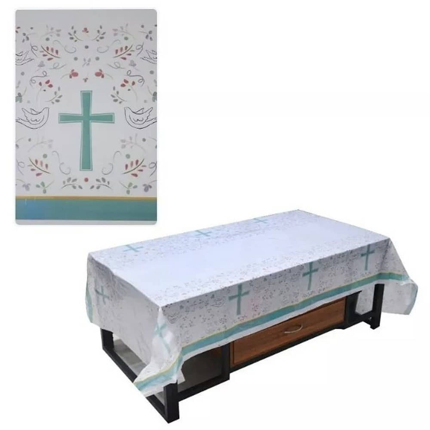 Mantel Pl&aacute;stico Decoraci&oacute;n Rectangular Motivo Religioso image number 0.0
