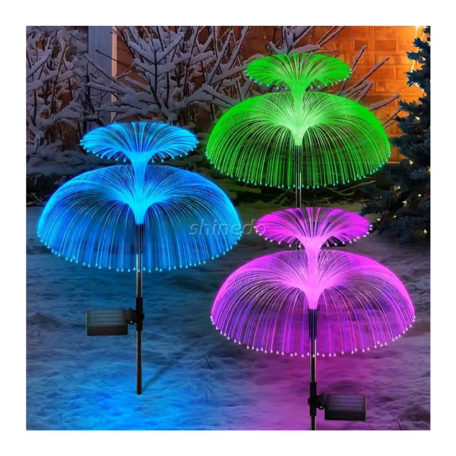 Luces Estaca Solar Flor Medusa Doble Capa Decoraci&oacute;n Jardin image number 1.0