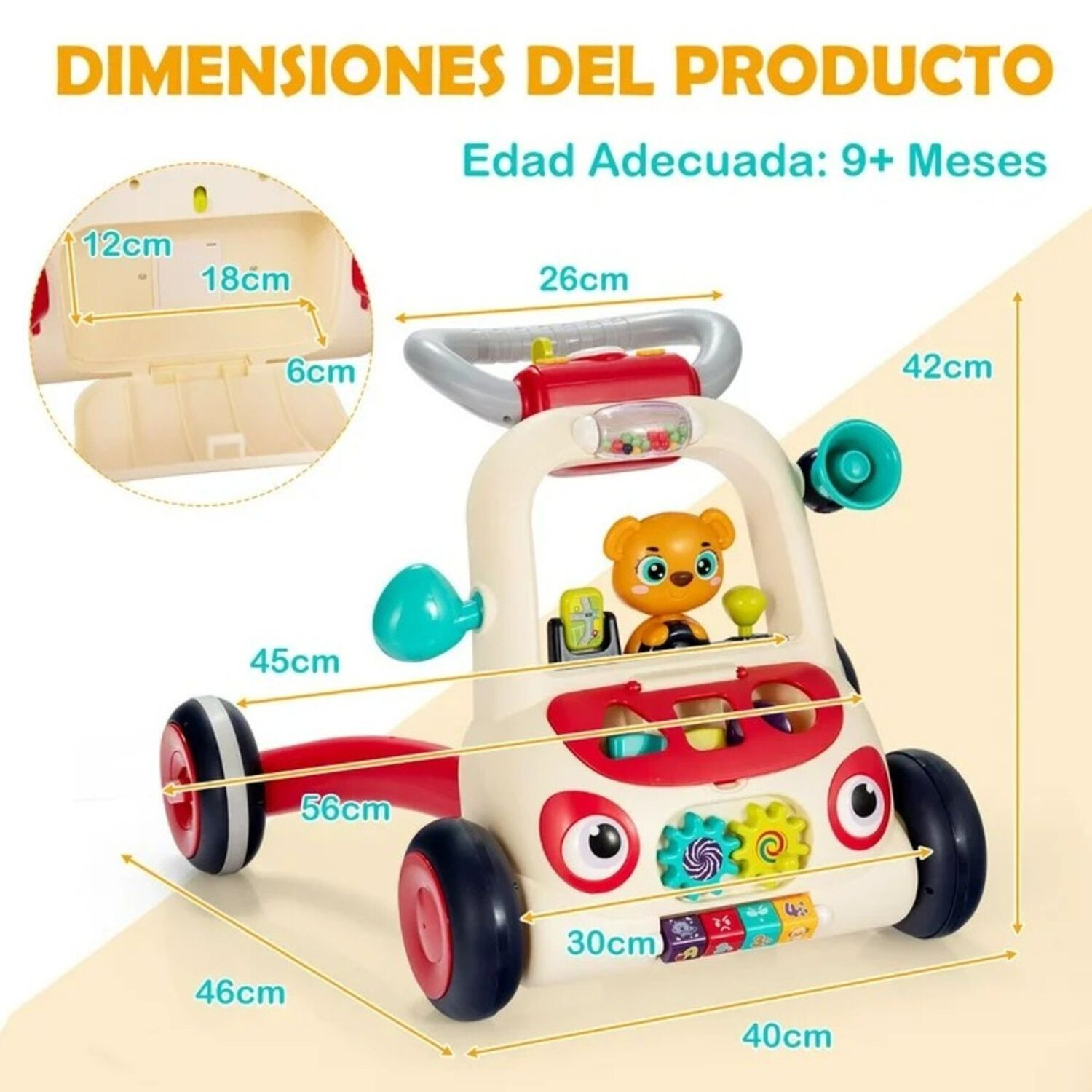 Caminador Andador Correpasillos Did&aacute;ctico Musical Teddy image number 6.0