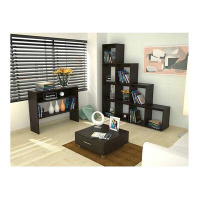 Combo Biblioteca Escalera + Arrimo + Mesa De Centro Tuhome Beijing Wengue