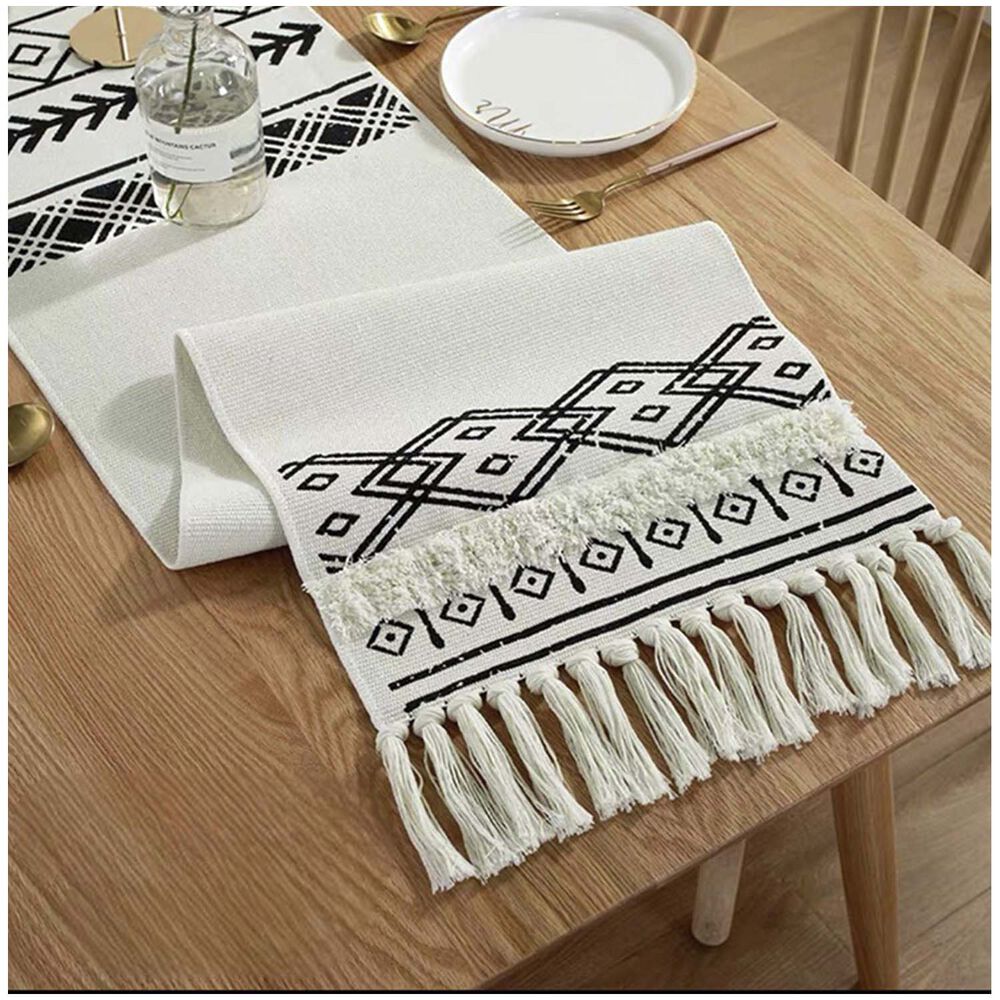 Camino De Mesa De Lino Tejido Con Dise&ntilde;o 35*180cm Mod04 image number 3.0