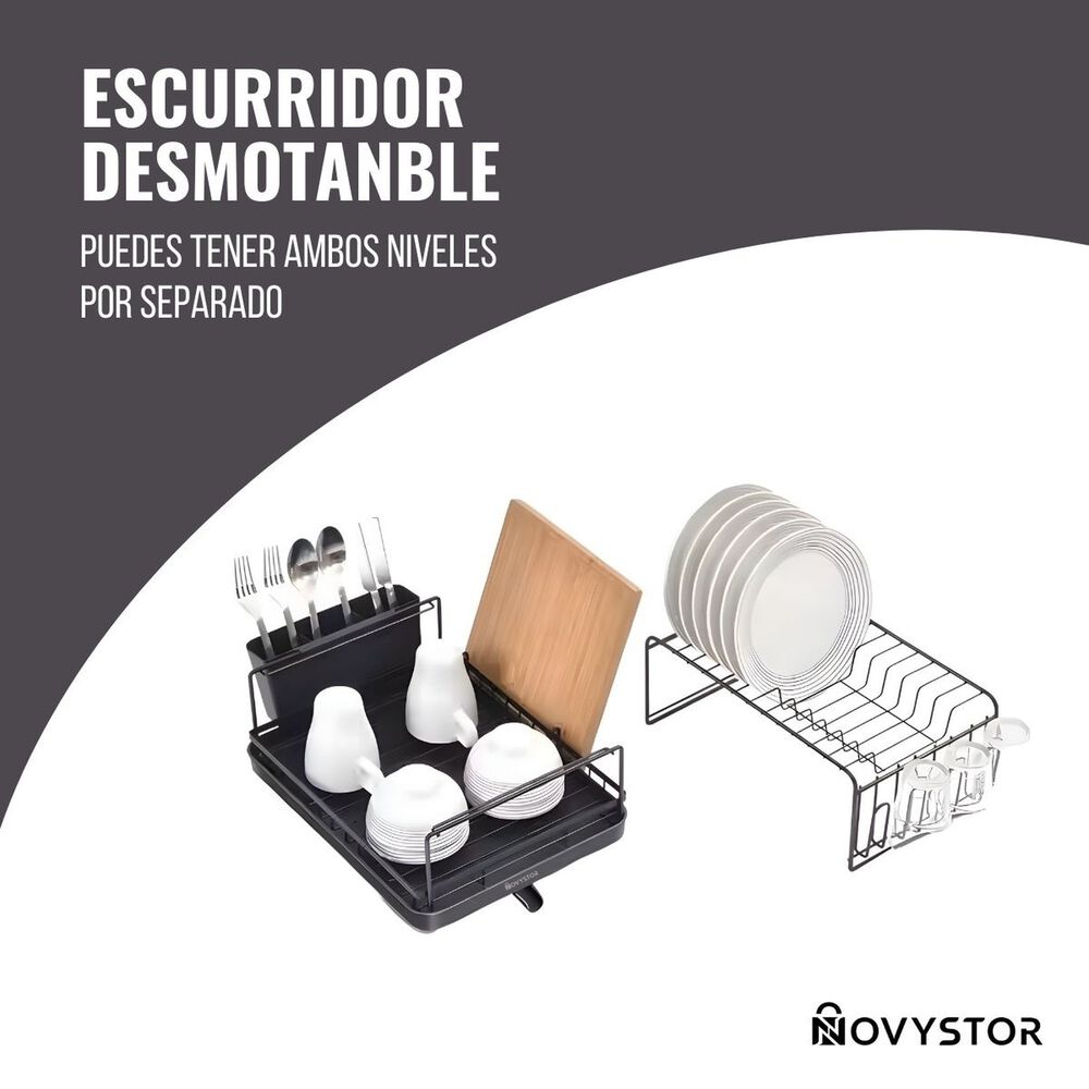 Secaplatos Escurridor Acero Inoxidable De 2 Niveles +drenaje image number 4.0