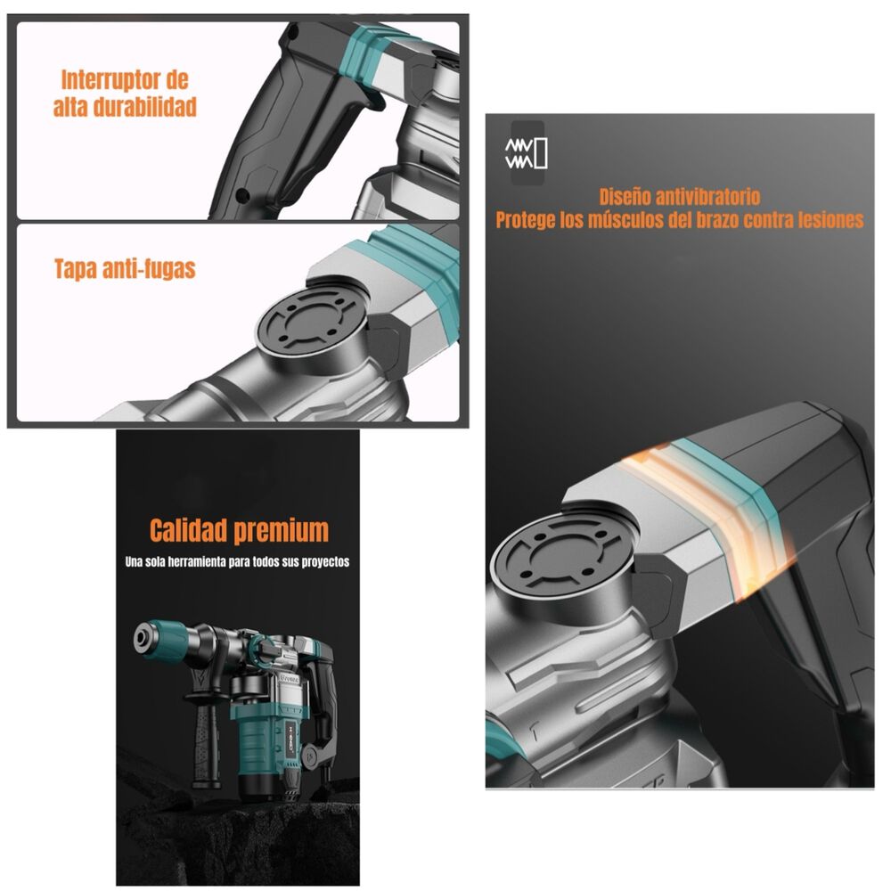 Kit Taladro De Impacto 1200w Industrial Con Caja Accesorios image number 7.0