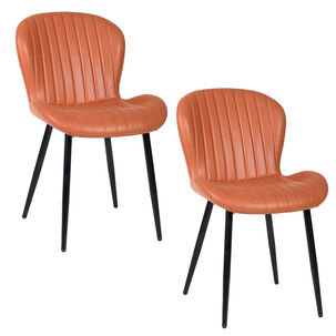 Pack 2 Sillas De Comedor Pu Café Patas Metálicas Pack 2 Sillas De Comedor Pu Café Patas Metálicas