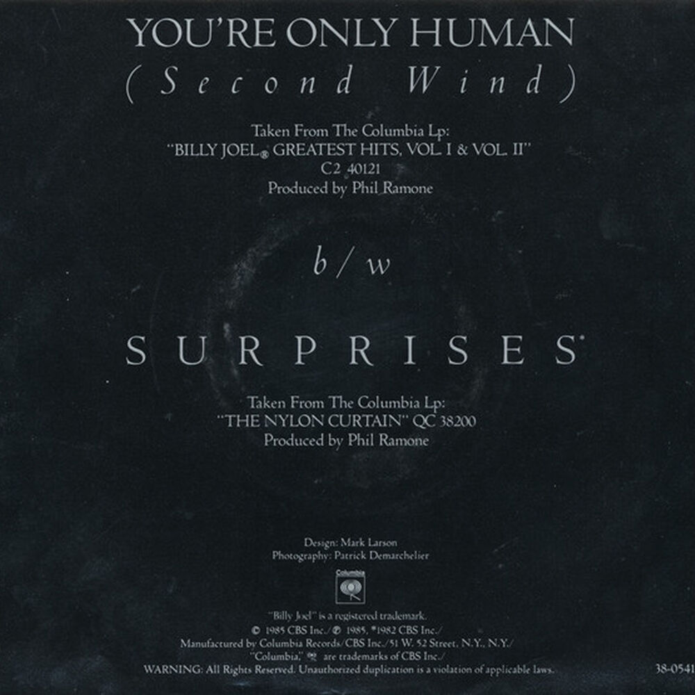 Billy Joel - You're Only Human | 7" Single Vinilo Usado image number 1.0