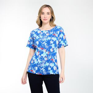 Polera Full Print Manga Corta Cuello Redondo Mujer Lesage