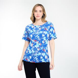 Polera Full Print Manga Corta Cuello Redondo Mujer Lesage