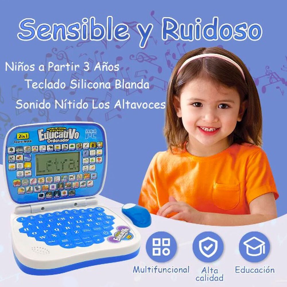 Computador Did&aacute;ctico Interactivo Para Ni&ntilde;os Espa&ntilde;ol-ingles Azul image number 4.0
