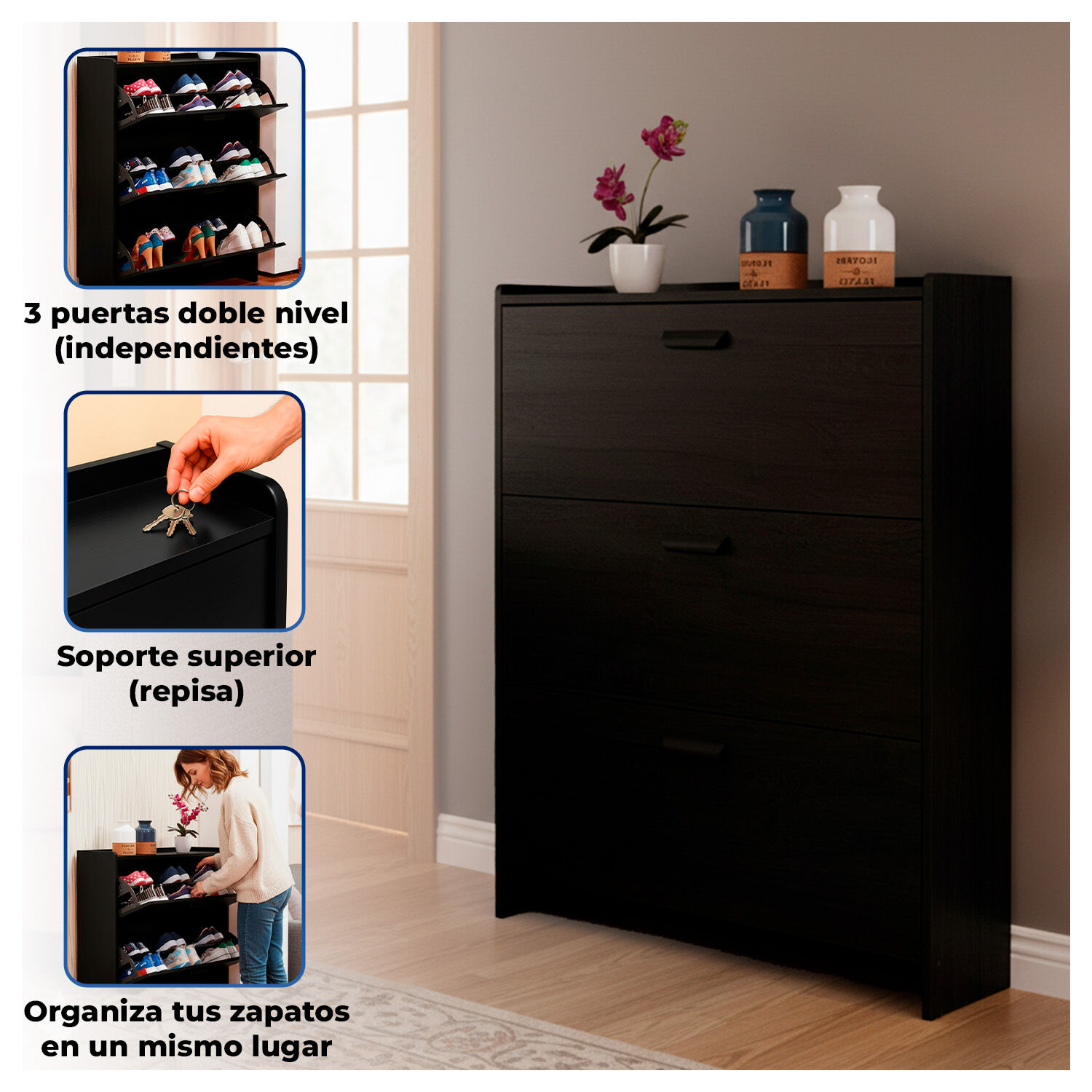 Mueble Zapatero Organizador Estante Para Zapatos Vtrin image number 1.0