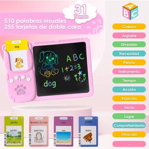 Tablero Did&aacute;ctico Con 255 Tarjetas Espa&ntilde;ol-ingl&eacute;s Para Ni&ntilde;os Rosado