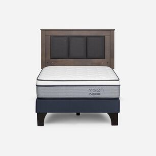 Cama Europea Rosen Indie / 1.5 Plazas / Base Normal  + Respaldo Rachel Gris