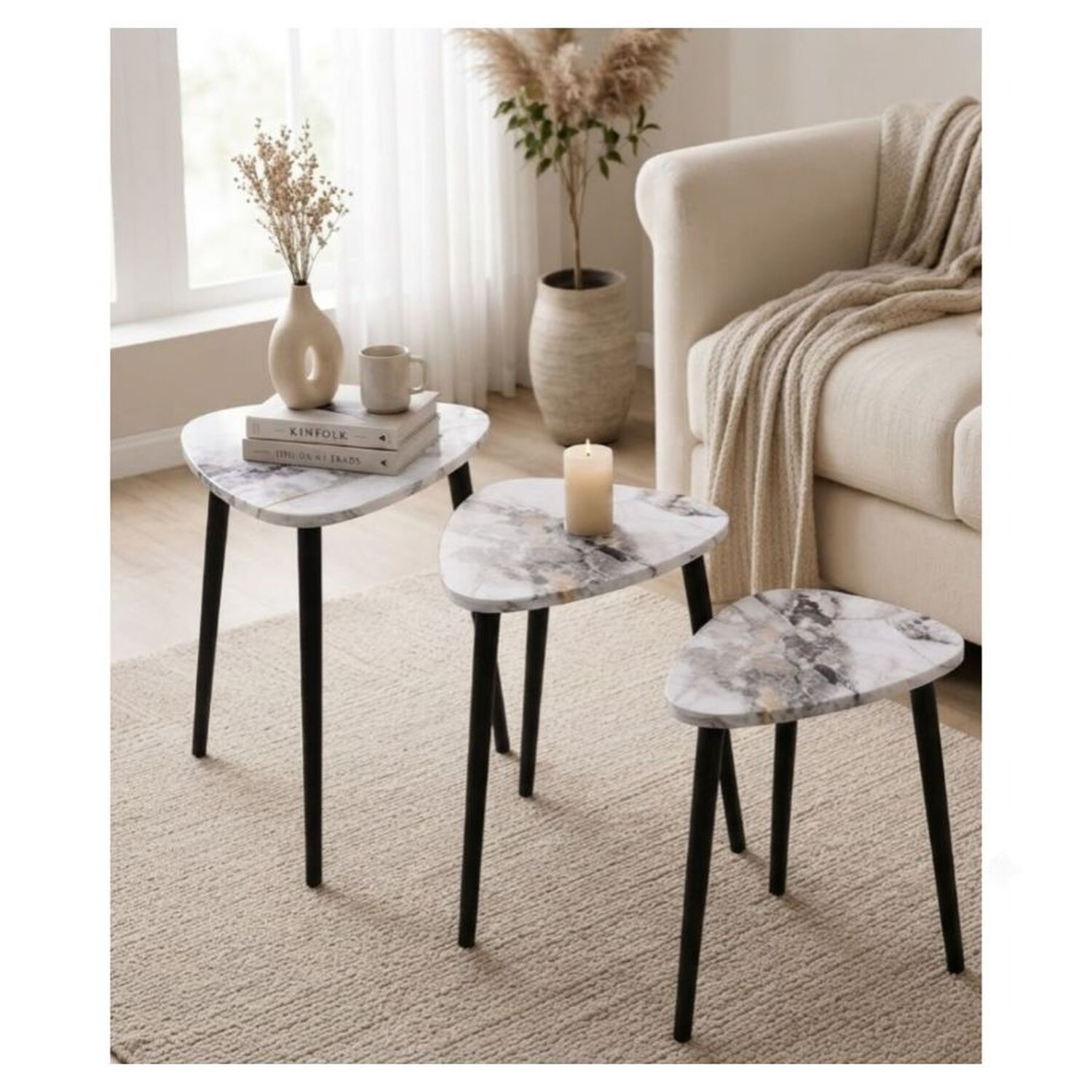 Set 3 Mesas Nido Marmolada Dise&ntilde;o Escalonado Living image number 2.0