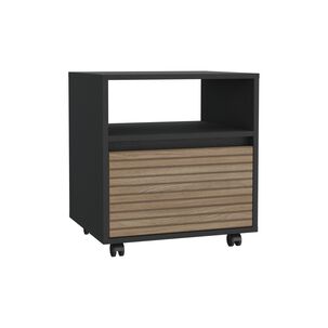 Velador Con Ruedas 1 Cajon Fm-018n - Negro