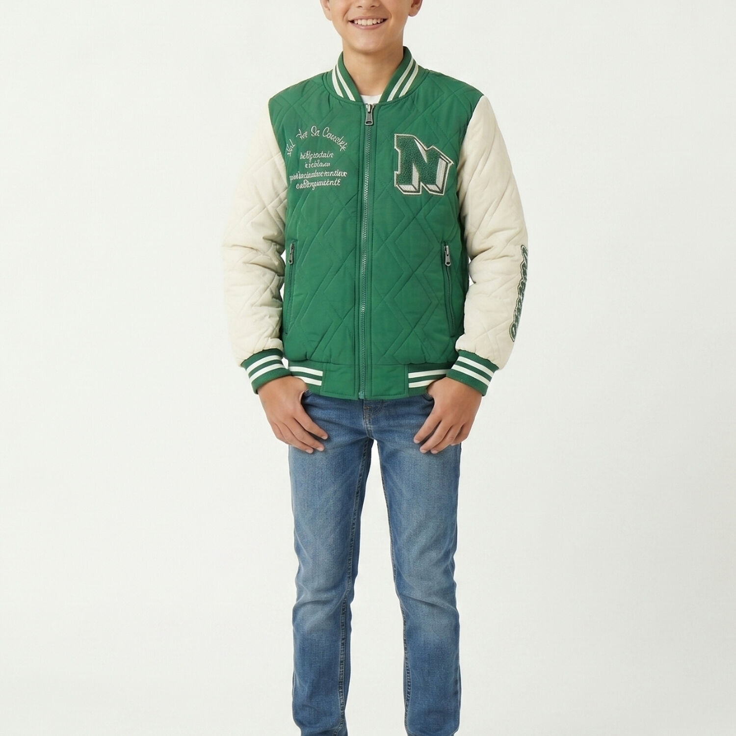 Chaqueta Varsity Bomber Acolchada Capucha Urbana Desmontable image number 2.0