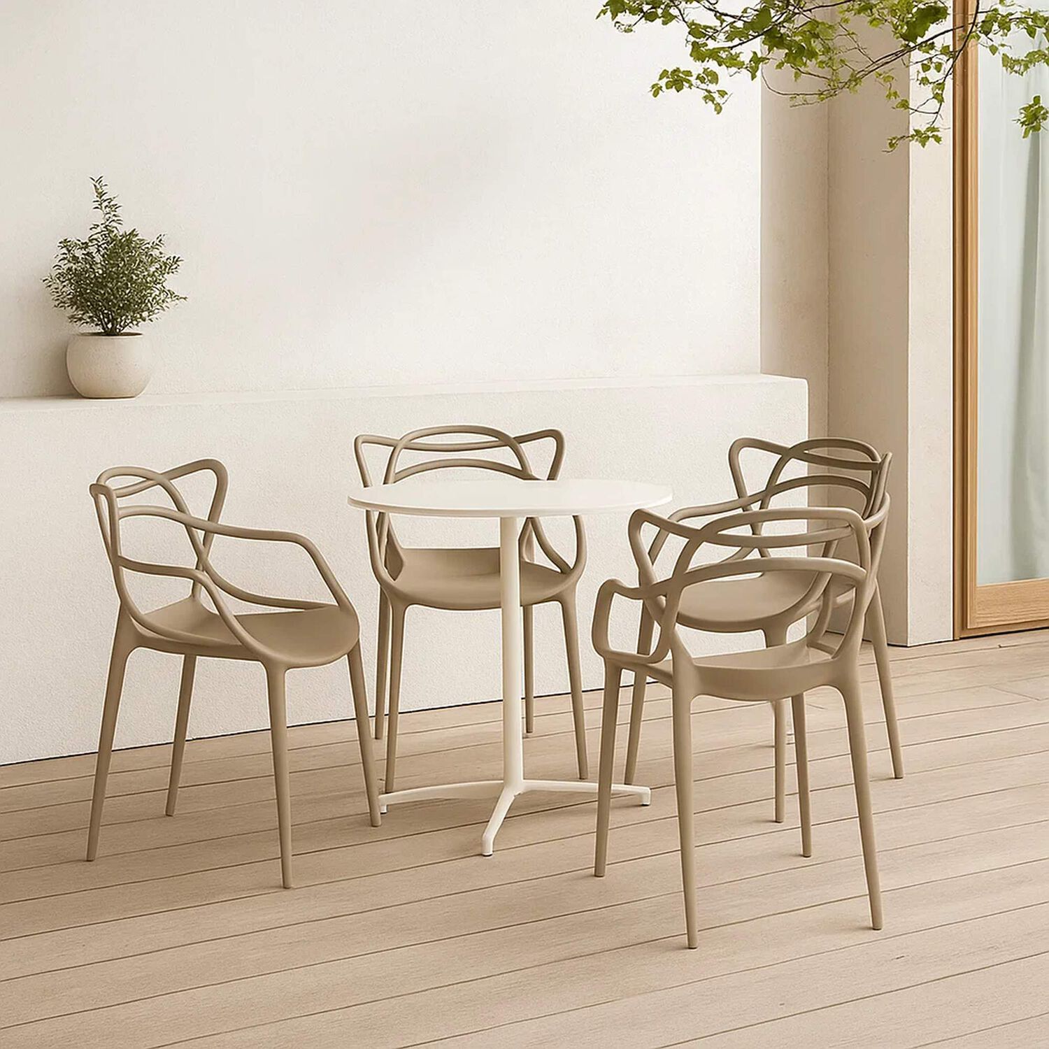 Pack De 4 Sillas De Terraza O Comedor Master - Beige image number 2.0