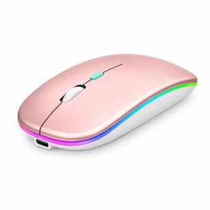 Mouse Dual Inal&aacute;mbrico Rosado Recargable Bluetooth + Usb 2g