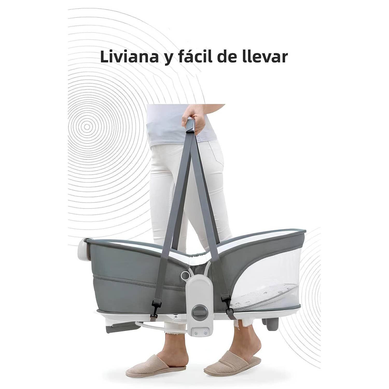Cuna Mois&eacute;s Y Columpio Con Vibraci&oacute;n 2 En 1 Lubabycas Gris image number 5.0