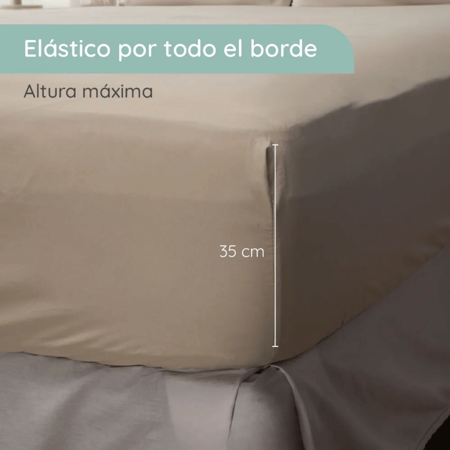 Sabanas Colch&oacute;n King Microfibra 300 Hilos Beige image number 2.0
