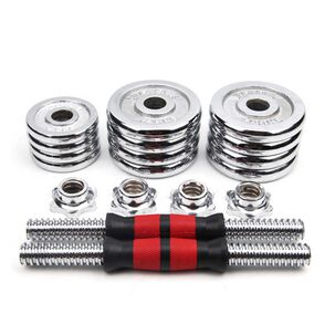 Set De Mancuernas 30 Kg Acero Cromadas Barra Y Malet&iacute;n