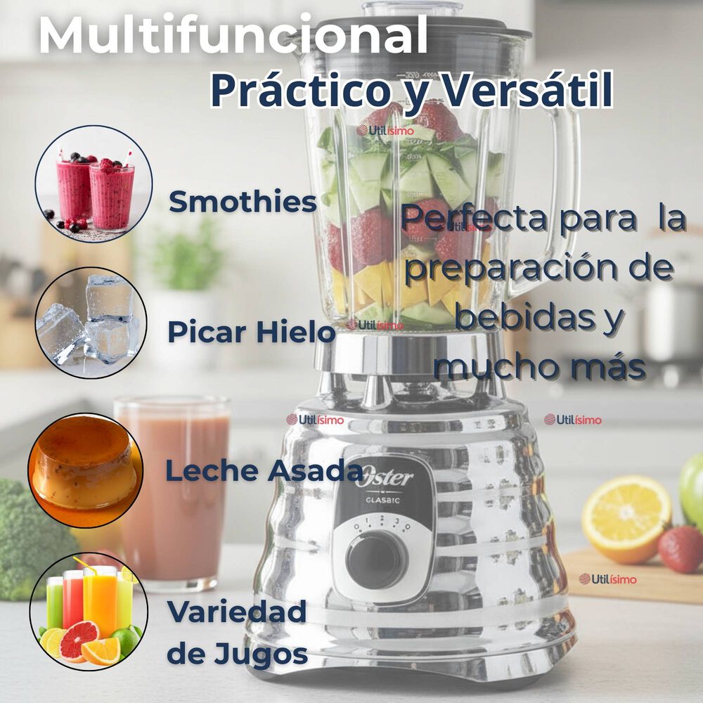 Licuadora Clásica Oster Cromo Con Perilla Ergonómica De 3 Velocidades Blst4655 image number 6.0