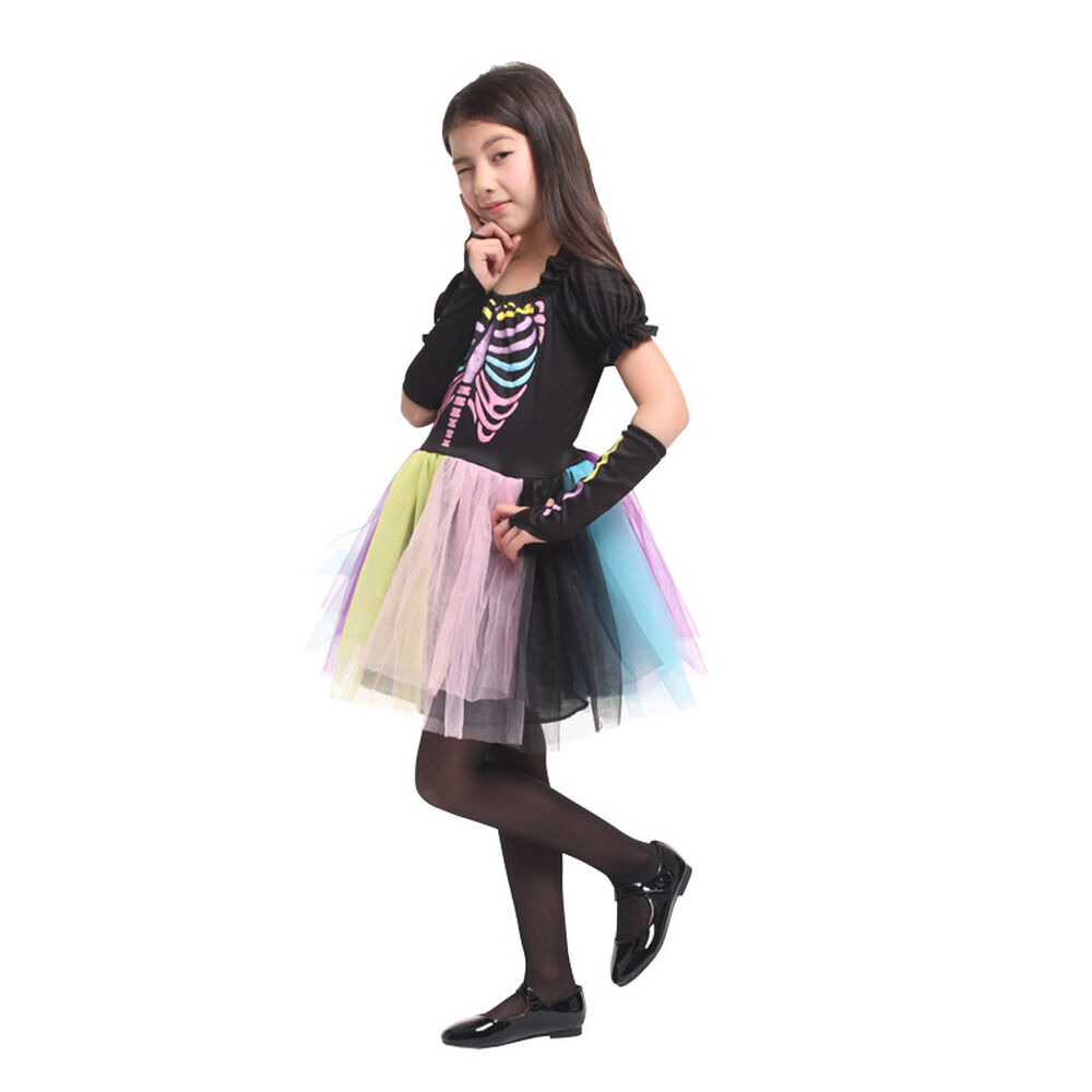 Disfraz Cosplay Esqueleto Arcoiris Niña image number 2.0