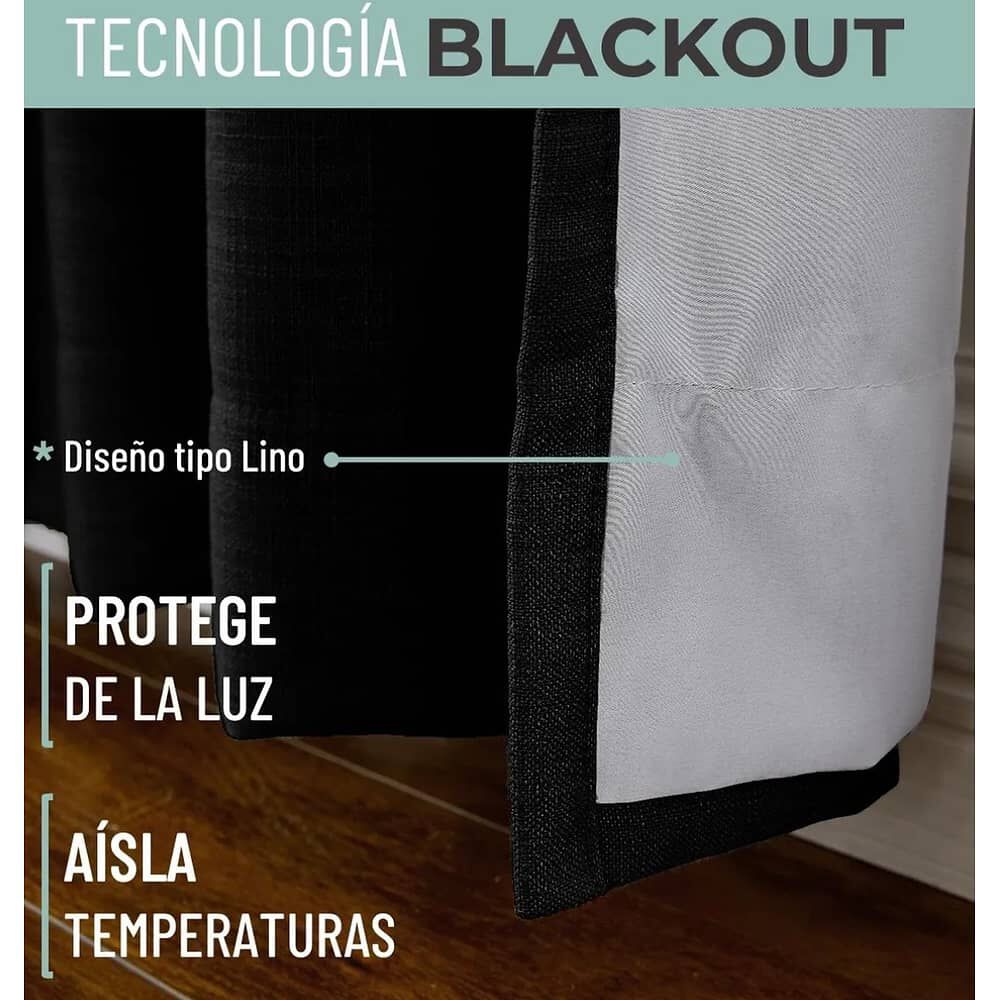 Cortina 100% Blackout Engomada Termica image number 2.0