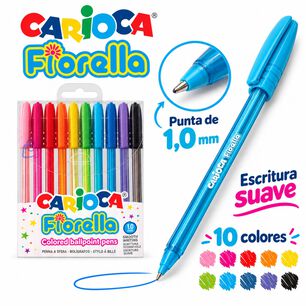Bol&iacute;grafos Carioca Fiorella 10 Colores Punta 1 Mm - Ps