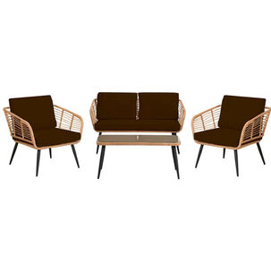 Juego Living Terraza Bali Coj&iacute;n Caf&eacute; 4 Pers