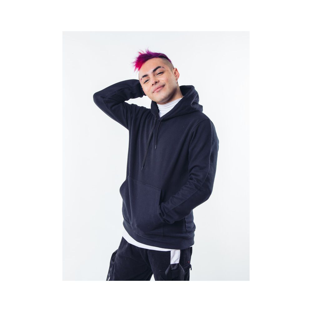 Poleron Negro Canguro Hombre Relaxed Fit Para Estampar image number 2.0