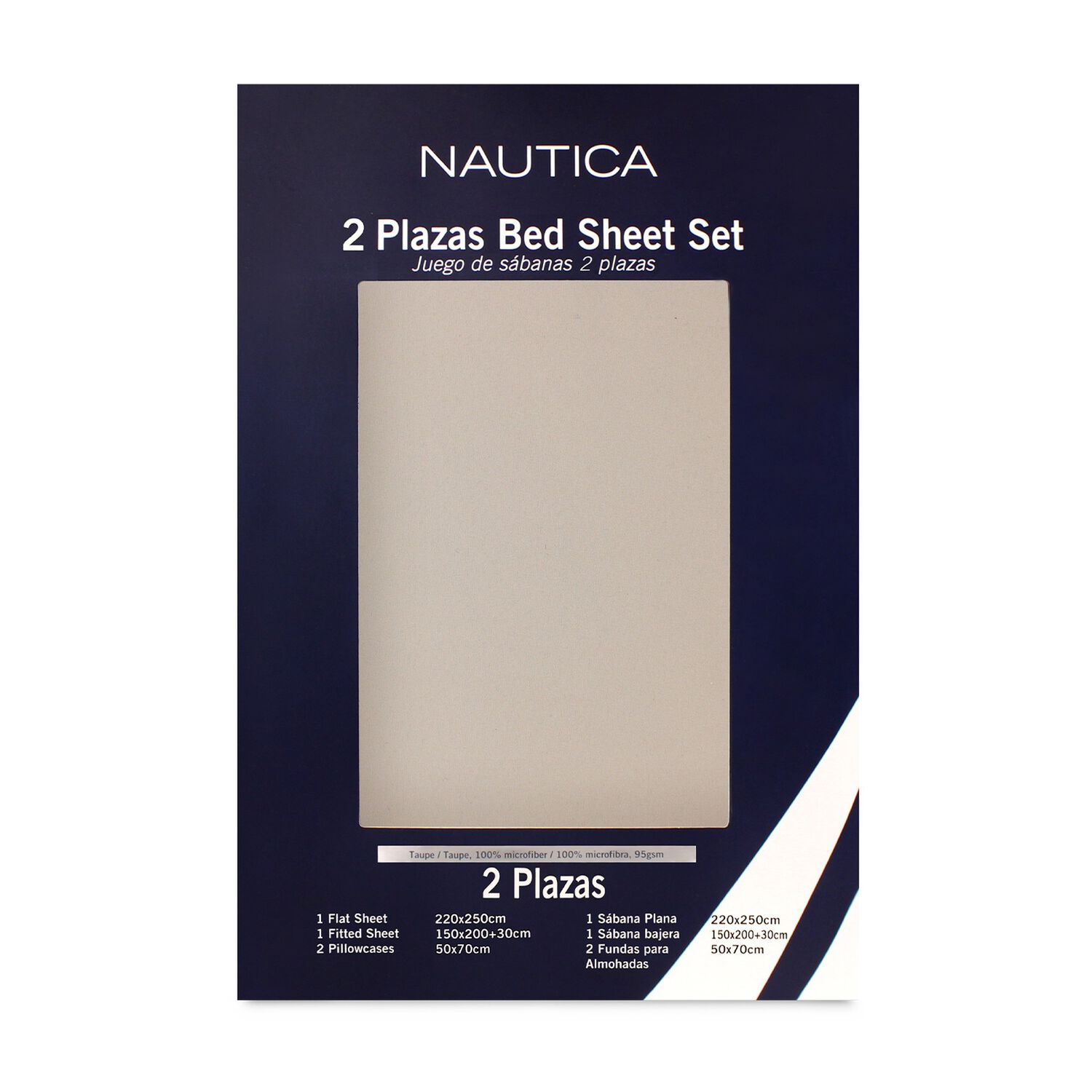 Juego De S&aacute;banas Nautica 4 Piezas Microfibra 2 Plazas Beige image number 3.0