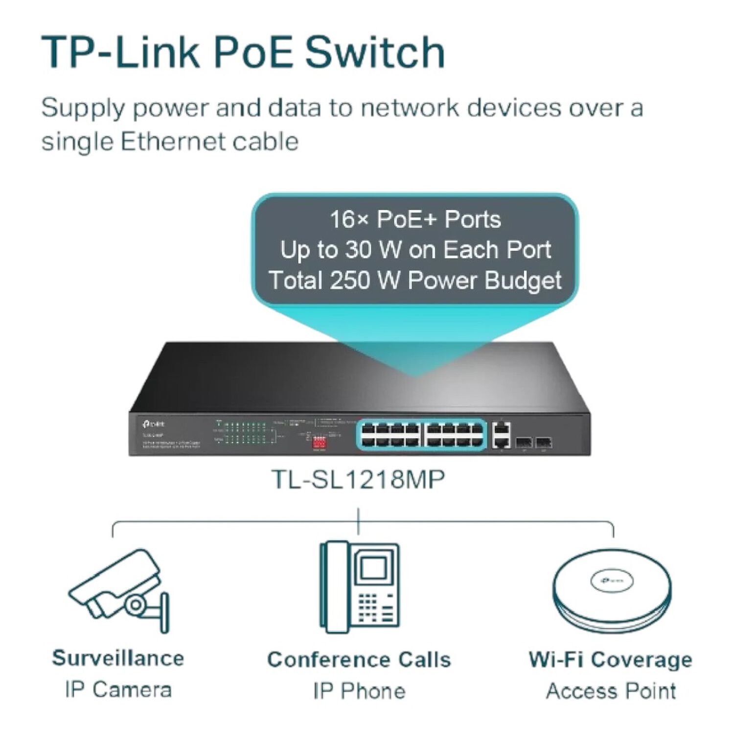 Switch 16 Puertos Poe 2 Puertos Gigabit Tp-link Tl-sl1218mp image number 3.0