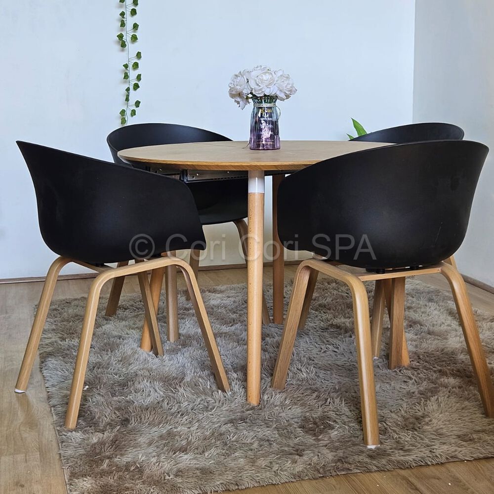 Comedor Mesa Expandible 100 - 180cms + 4 Sillas Cup Negro image number 1.0