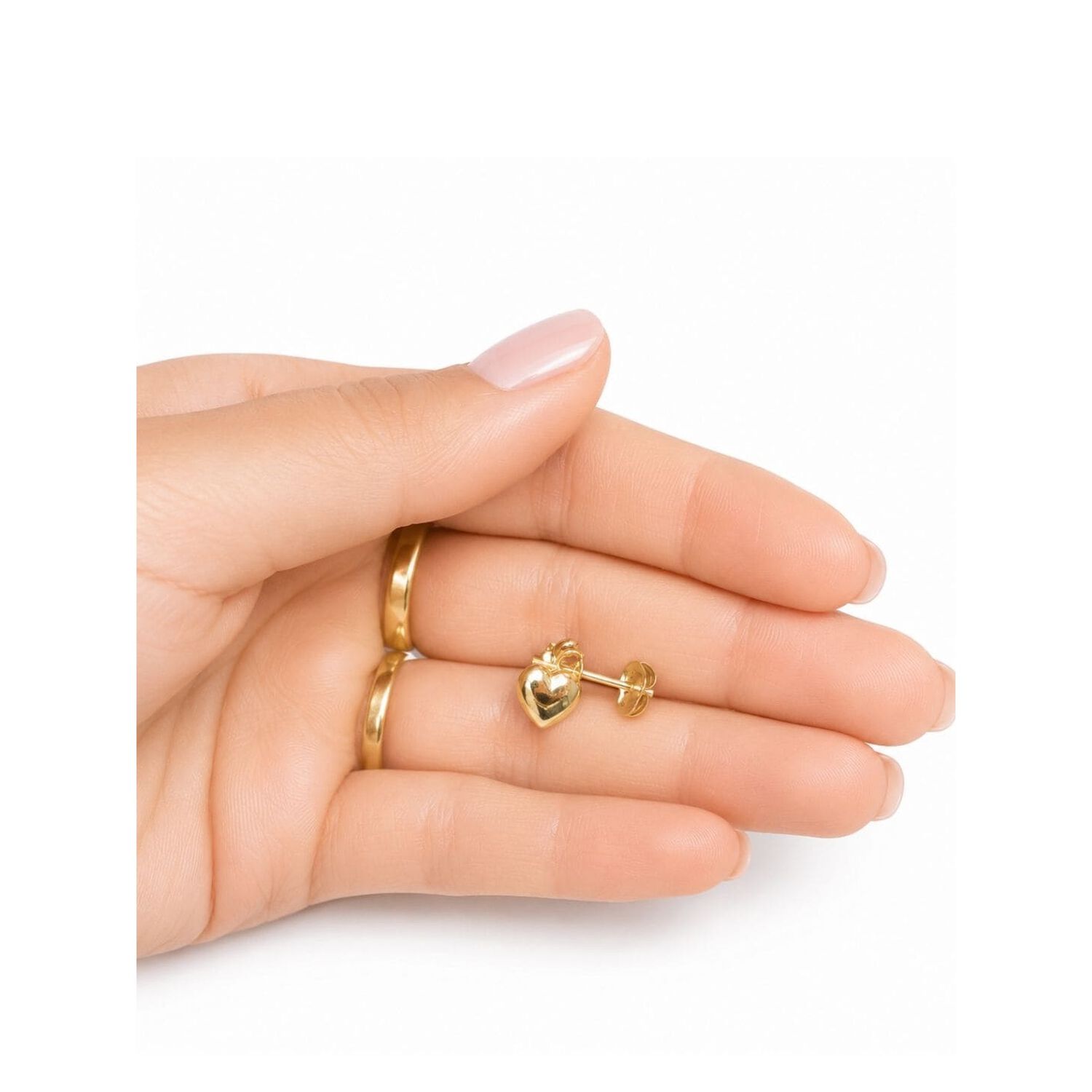Aros Coraz&oacute;n Oro 18k 7mm No3 Atornillados 1gr Mujer Dorado image number 3.0