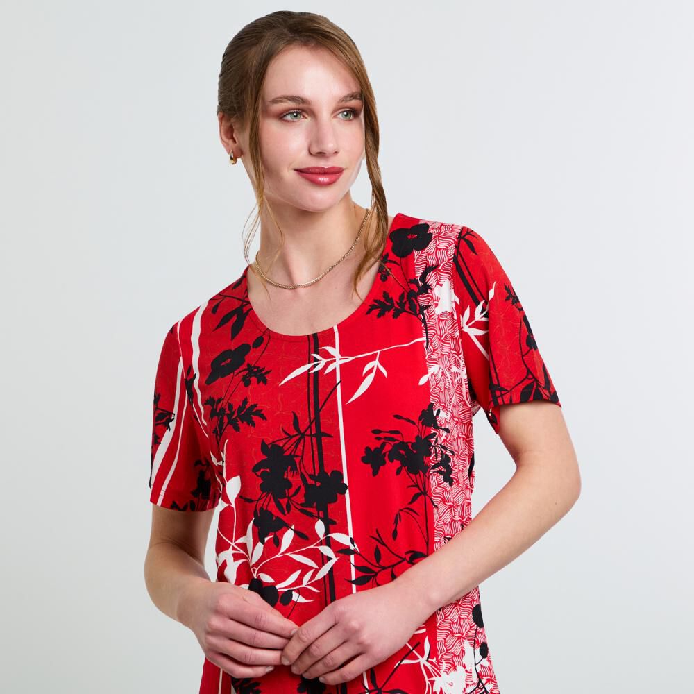 Vestido Full Print Manga Corta Cuello Redondo Mujer Lesage image number 4.0