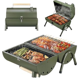 Parrilla Ahumador Doble Portatil Carbon Camping