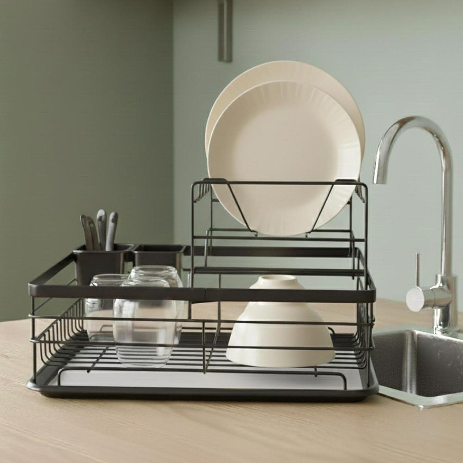 Secaplatos Escurridor 2 Niveles Acero Inox Negro Simplit image number 7.0