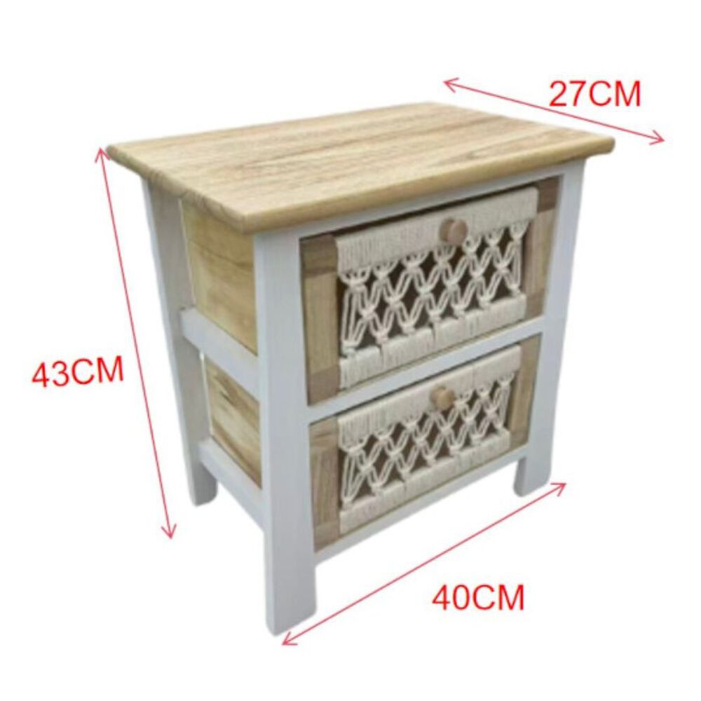 Mesa De Noche Estilo Boho Rústico 2 Cajones image number 1.0