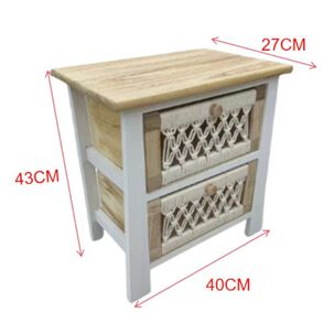 Mesa De Noche Estilo Boho Rústico 2 Cajones