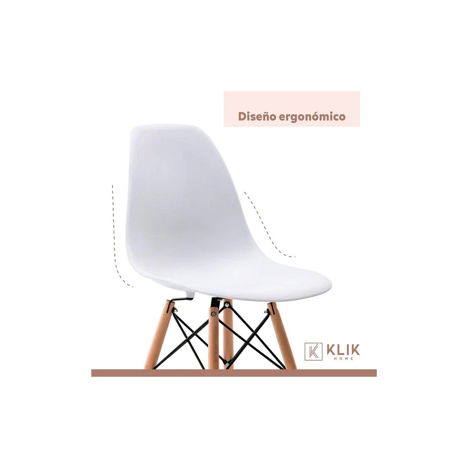 Comedor Mesa De Vidrio N&oacute;rdica 140x90 Cm + 6 Sillas Eames Blancas image number 6.0