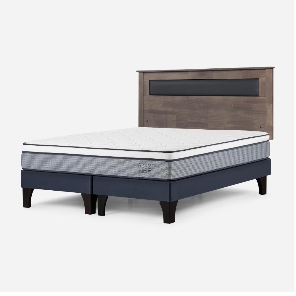 Cama Europea Rosen Indie / 2 Plazas / Base Dividida  + Respaldo Ferrara Gris image number 2.0