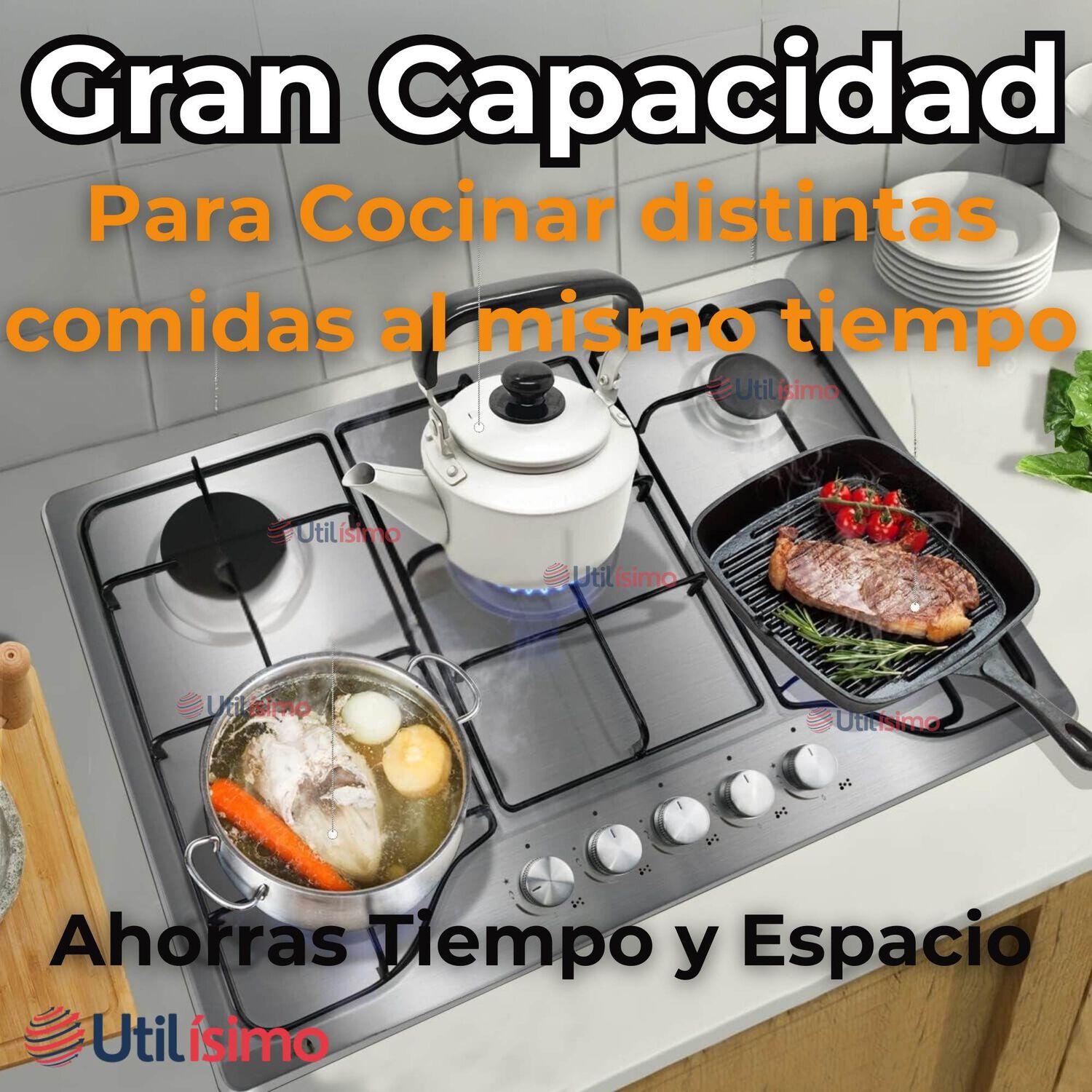 Cocina Encimera Gas Licuado 5 Platos + Kit De Instalaci&oacute;n image number 8.0