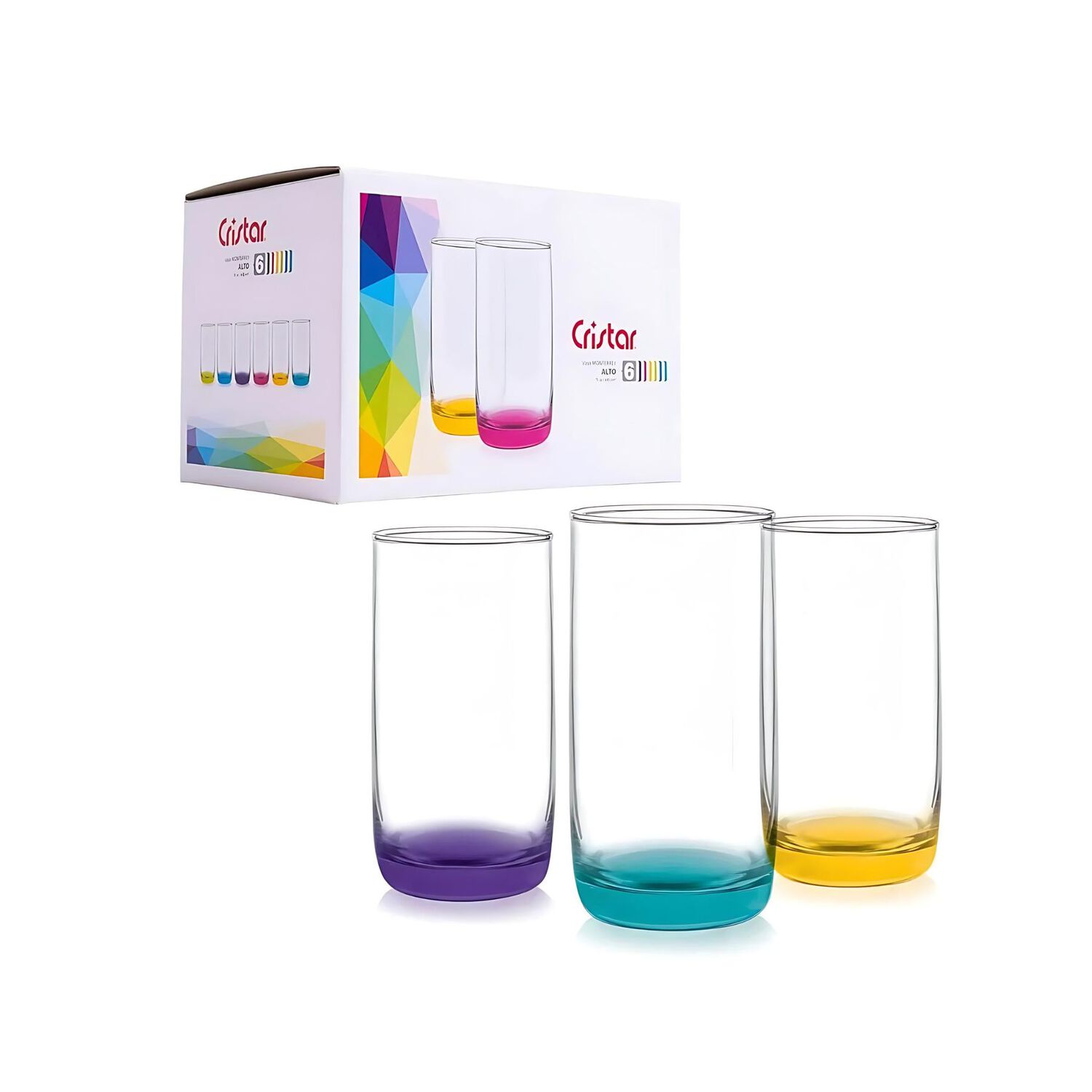 Display 6 Vasos Altos Monterrey Fondo Color 445cc Cristar image number 2.0