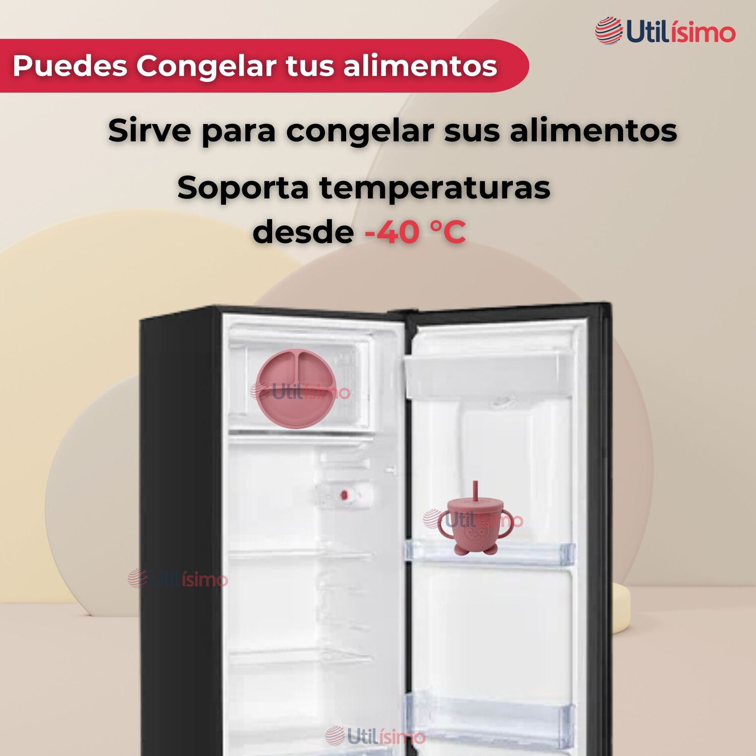 Set De Alimentaci&oacute;n Beb&eacute; Silicona Con Vaso 5 Piezas Libre Bpa Color Rosa Oscuro image number 4.0