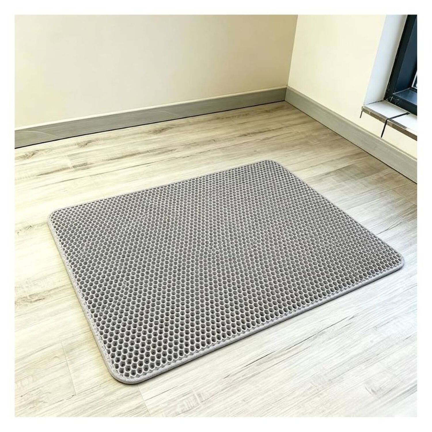 Alfombra Atrapa Arena De Gatos Tapete Arenero Doble Capa Gris 55x75 image number 2.0