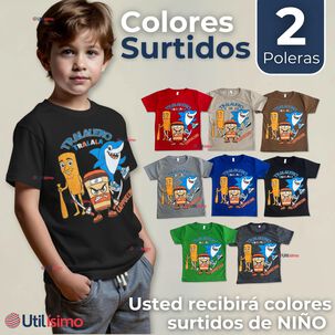 Polera Brainrots 100% Algodón Manga Corta Niño Tralalero Colores Surtidos